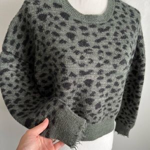 Nation Pullover Alpaca & Cotton Blend Cheetah Leopard Print Sweater Small